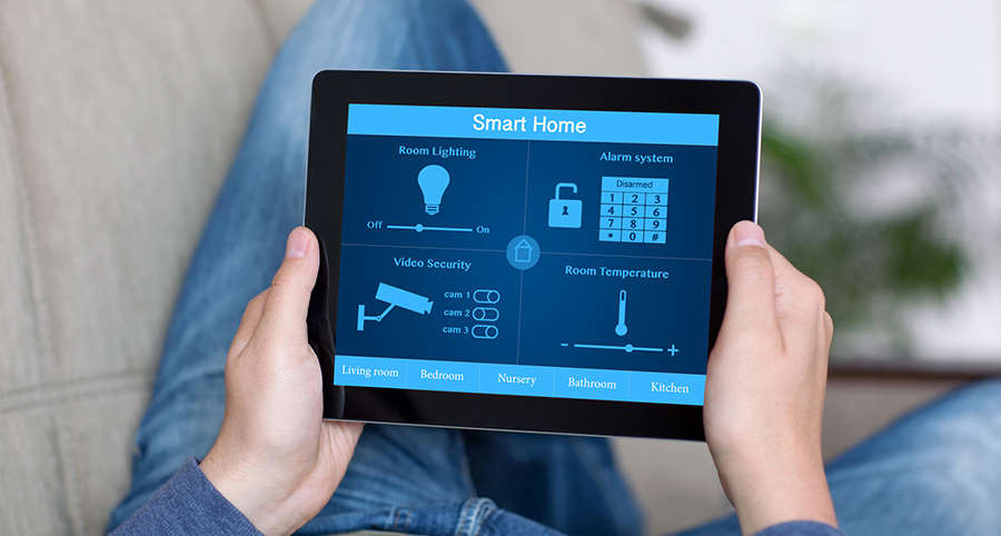 The ability to access and control security components from a mobile device is one of the top smart home trends in Trenton. Close-up of smart home security app.
